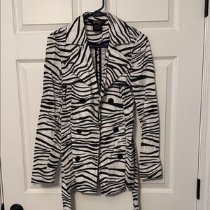 Women’s Black & White Zebra Print Trench Coat